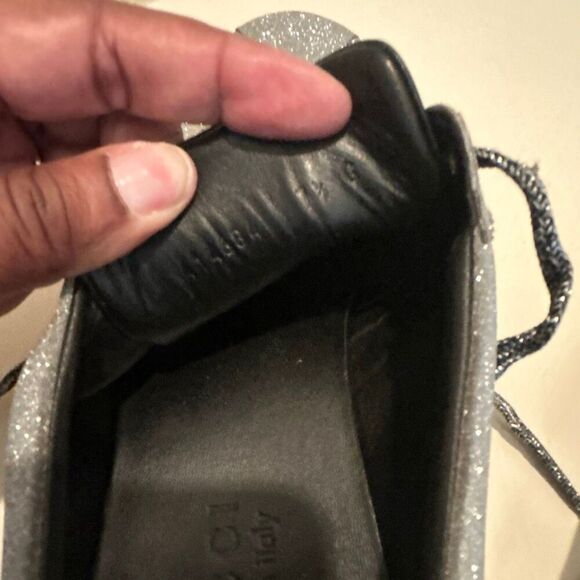 Gucci Women's 9.5 Bambi Webb Metallic Sneakers Silver Blue Red Icon Stripe Disco - Picture 8 of 16